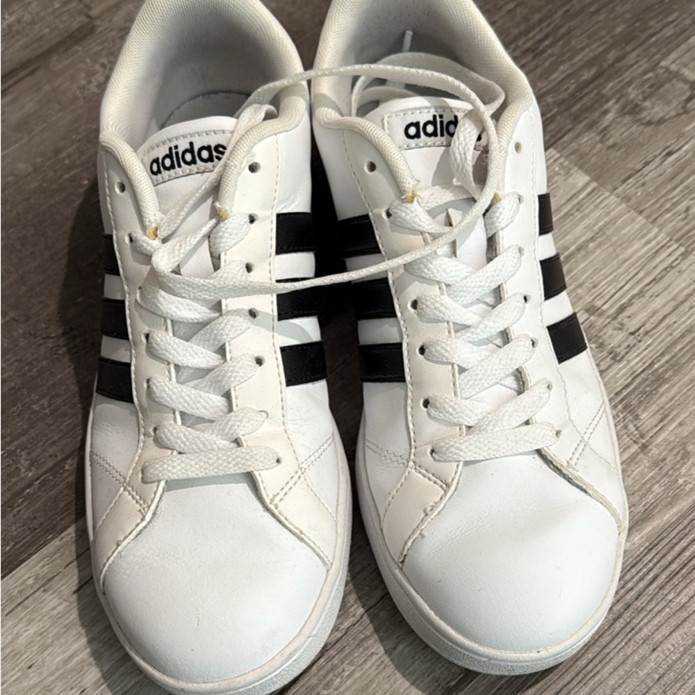 Adidas Classic White Sneakers with Black Stripes